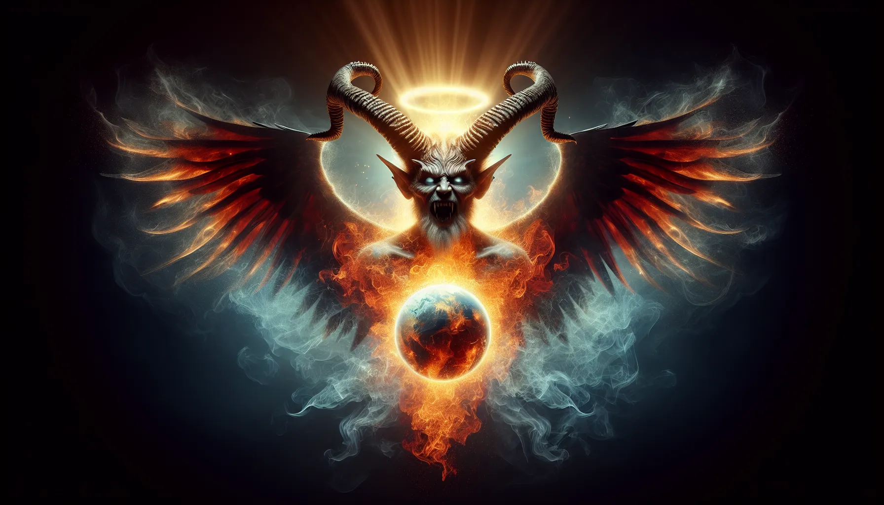 Imagen para artículo web: representación visual de un demonio con cuernos y alas