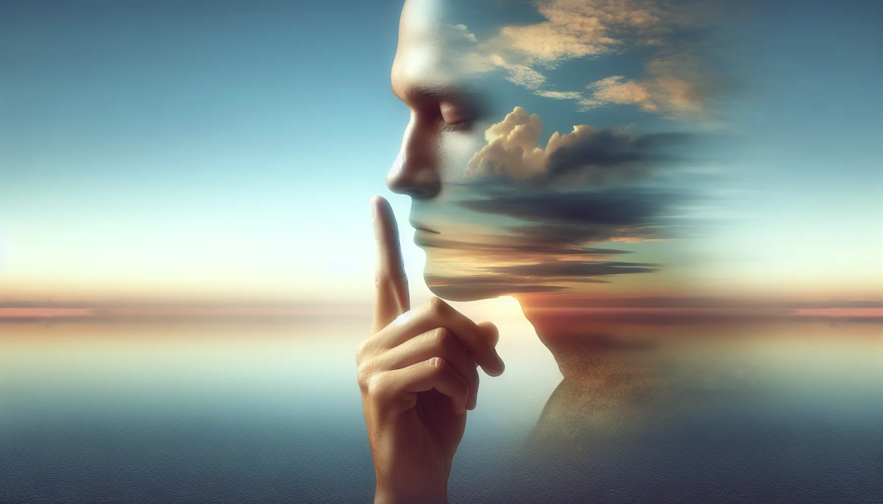 Imagen de una persona cerrando la boca con la mano en señal de silencio